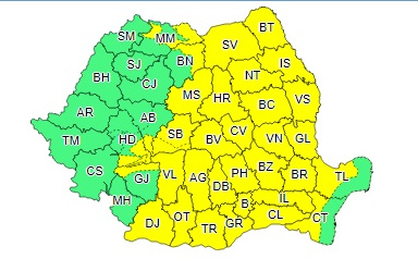 cod galben ploi torențiale în 33 de județe