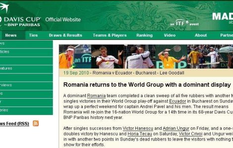 Site-ul Cupei Davis a scris ca Romania a invins Ecuadorul la Budapesta