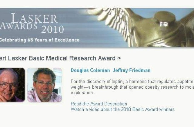 Studiile despre obezitate si orbire, premiate la Lasker Awards 2010