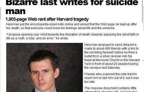 Un sinucigas a lasat o scrisoare de adio de 1.905 pagini