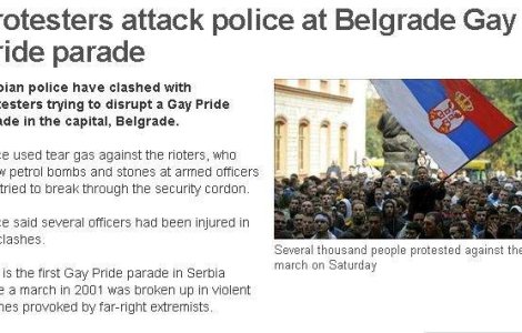  Video  Zeci de raniti la Belgrad, pe fondul desfasurarii Gay Pride