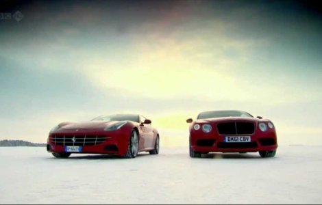 Ferrari FF vs. Bentley Continental V8 pe GHEATA! Cine castiga?