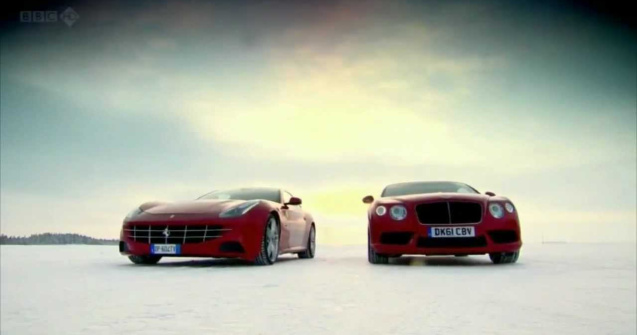 Ferrari FF vs. Bentley Continental V8 pe GHEATA! Cine castiga?