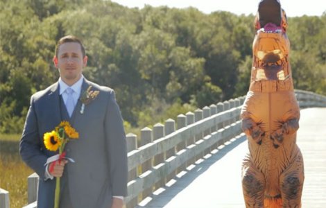 Cum si-a surprins aceasta mireasa sotul: s-a deghizat in dinozaur