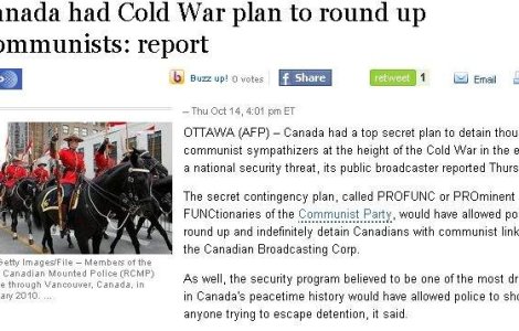 Canada are lista presupusilor comunisti, din perioada Razboiului Rece