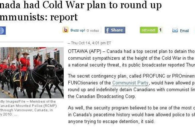 Canada are lista presupusilor comunisti, din perioada Razboiului Rece