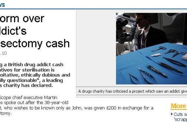 Un dependent de droguri a acceptat o vasectomie pentru bani
