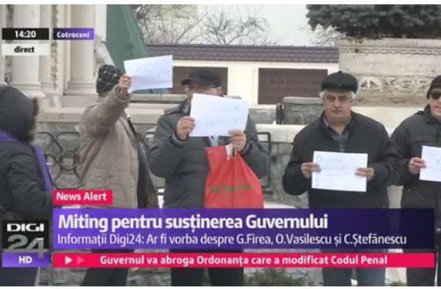 PSD a organizat miting pentru sustinerea guvernului Grindeanu, in fata Palatului Cotroceni