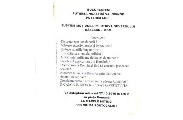 Apel catre bucuresteni: Veniti la protest!