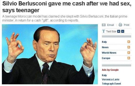 Silvio Berlusconi ar fi intretinut relatii sexuale cu o minora