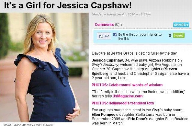Jessica Capshaw, din nou mamica