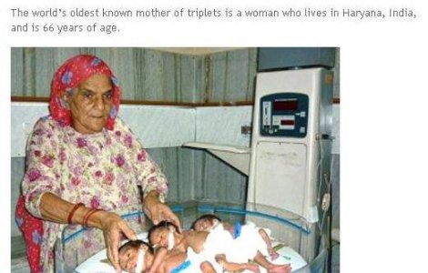 O femeie de 66 de ani a nascut tripleti