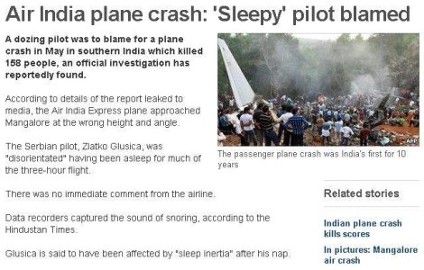India: Accident aviatic provocat de un pilot "somnoros"
