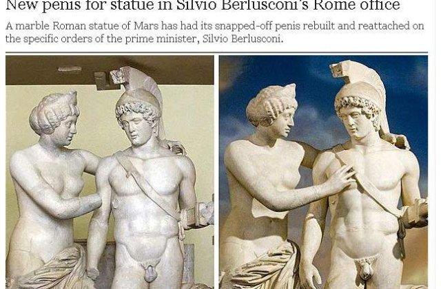 Berlusconi a adaugat un penis unei statui romane istorice