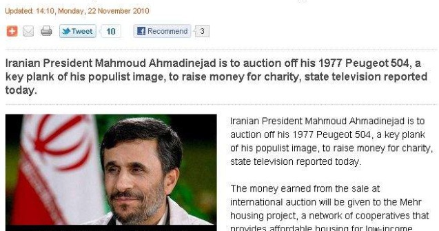 Mahmoud Ahmadinejad isi liciteaza masina din '77