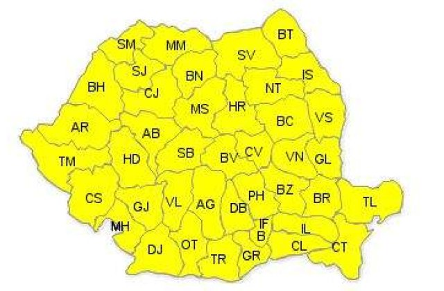 Atentionare cod galben de ninsoare, vant si ger in toata tara