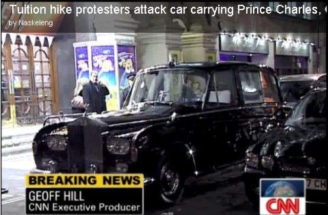 [VIDEO] Masina Printului Charles, atacata de protestatari