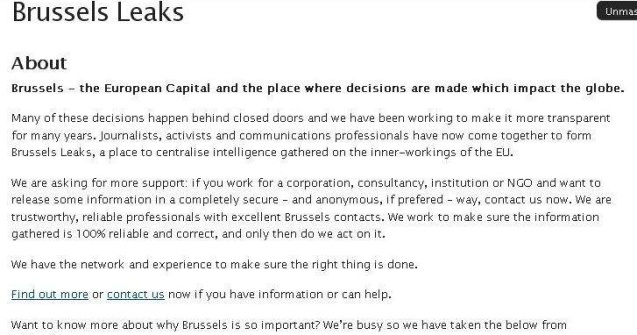 Brusselsleaks.com, un nou site dupa modelul WikiLeaks