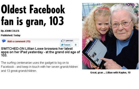 Cea mai batrana utilizatoare Facebook are 103 ani