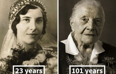  Top  10 imagini fascinante cu persoane fotografiate in tinerete si la varsta de 100 de ani