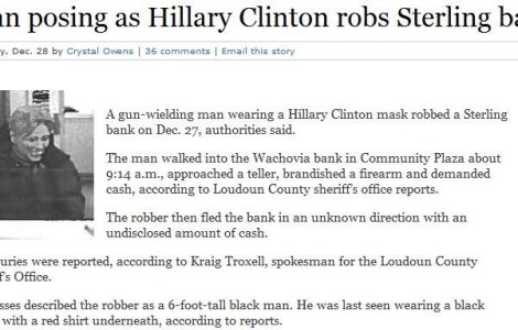 Jaf armat, mascat cu figura lui Hillary Clinton