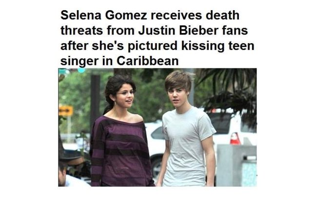 Selena Gomez, amenintata cu moartea de fanii lui Justin Bieber
