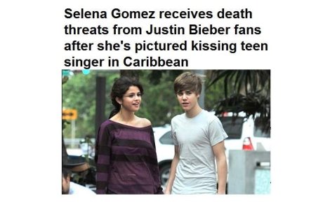 Selena Gomez, amenintata cu moartea de fanii lui Justin Bieber