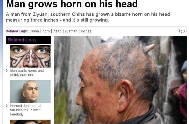 Ciudatenii "made in China": Barbatul cu corn