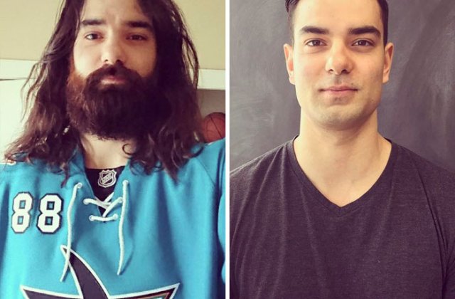 Cu barba si fara. 10 imagini cu barbati care par alte persoane dupa ce se rad