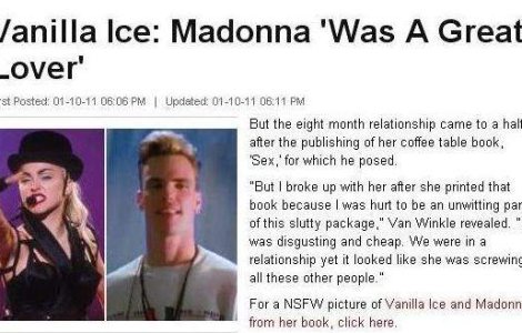 Vanilla Ice: "Madonna a fost iubita extraordinara"