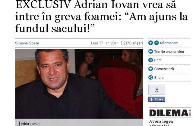 Pilotul Adrian Iovan intra in greva foamei