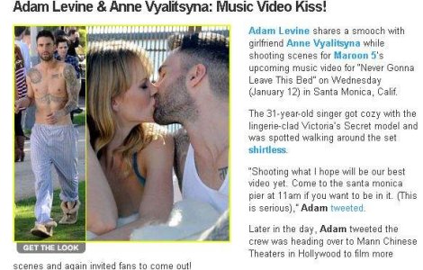  Video  Adam Levine a filmat alaturi de iubita lui noul clip Maroon 5