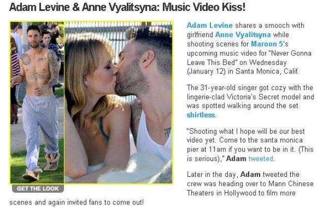 [VIDEO] Adam Levine a filmat alaturi de iubita lui noul clip Maroon 5