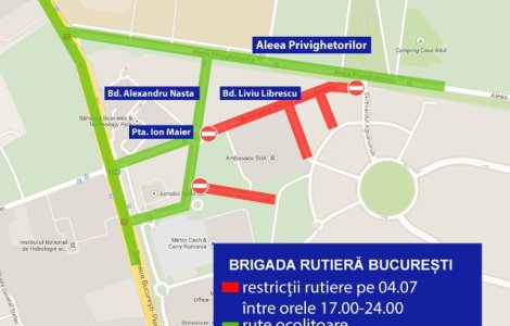 Restrictii de circulatie in Capitala pentru evenimentele organizate cu prilejul Zilei SUA