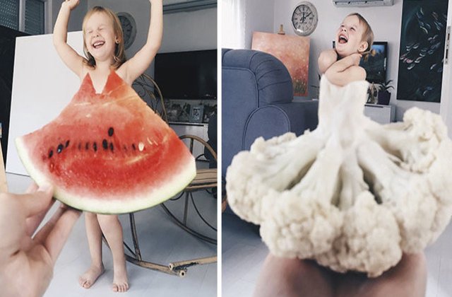 [FOTO] O mamica isi "imbraca" fetita in mancare si flori. Fotografiile au devenit virale