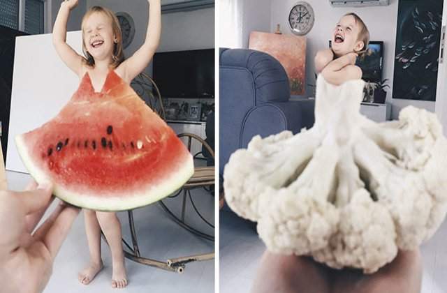 [FOTO] O mamica isi "imbraca" fetita in mancare si flori. Fotografiile au devenit virale