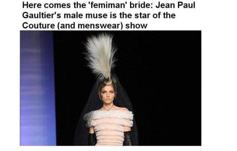 Un barbat, mireasa colectiei Jean Paul Gaultier