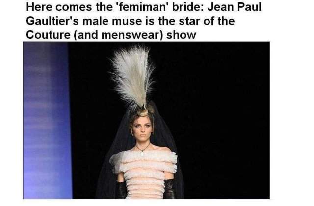 Un barbat, mireasa colectiei Jean Paul Gaultier