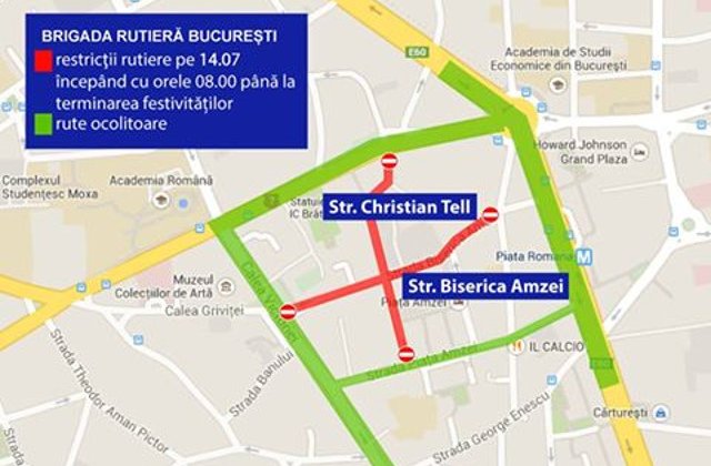 Ziua Frantei: Restrictii de circulatie in Bucuresti