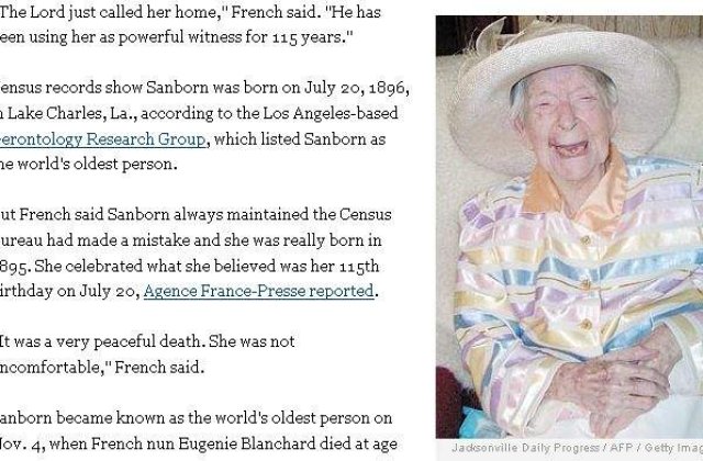 A murit cea mai in varsta femeie din lume