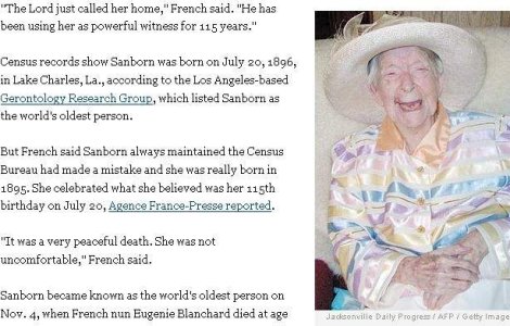 A murit cea mai in varsta femeie din lume