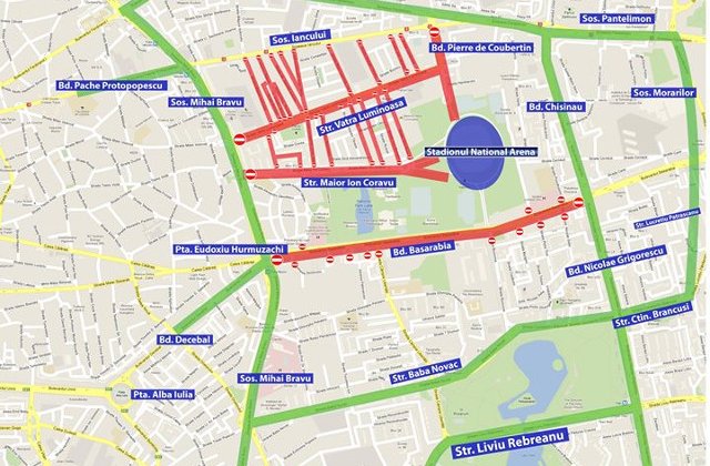 Trafic restrictionat in Bucuresti, din cauza meciului F.C.S.B. - F.C. Viktoria Plzen
