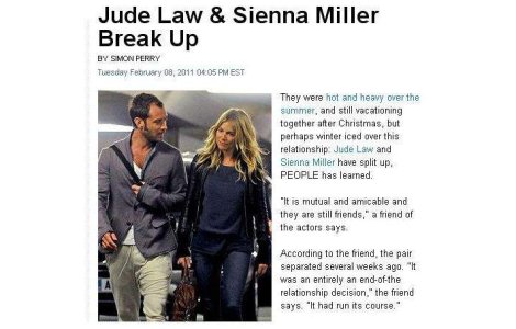 Jude Law si Sienna Miller s-au despartit