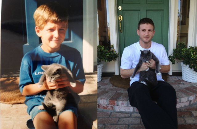 10 imagini cu pisici care au imbatranit alaturi de stapanii lor