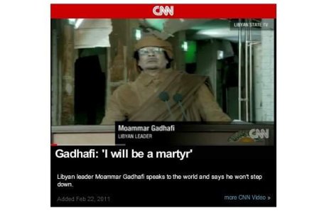  Video  Kadhafi: "Voi ramane lider al revolutiei. Este tara mea!"