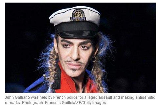 Galliano a fost arestat la Paris