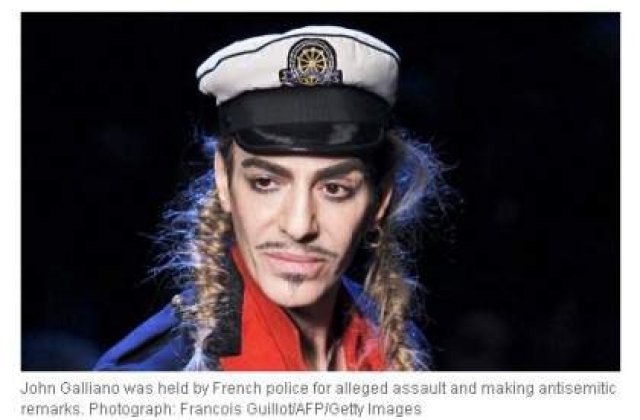 Galliano a fost suspendat de la Dior