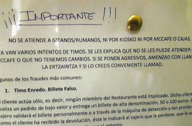 Plangere impotriva McDonald's Spania: angajatii sunt sfatuiti sa nu serveasca "tigani/romani"