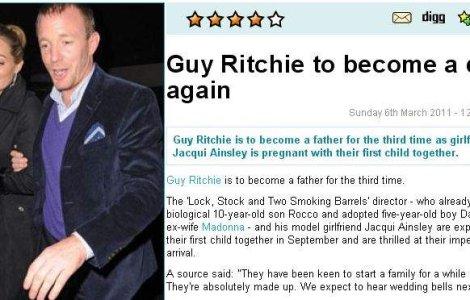 Guy Ritchie va deveni din nou tatic