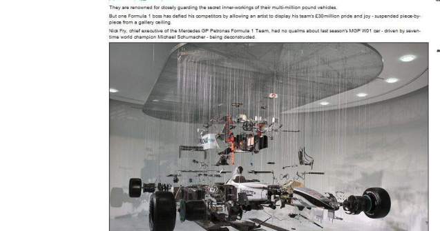 Masina pilotata de Michael Schumacher, transformata in opera de arta